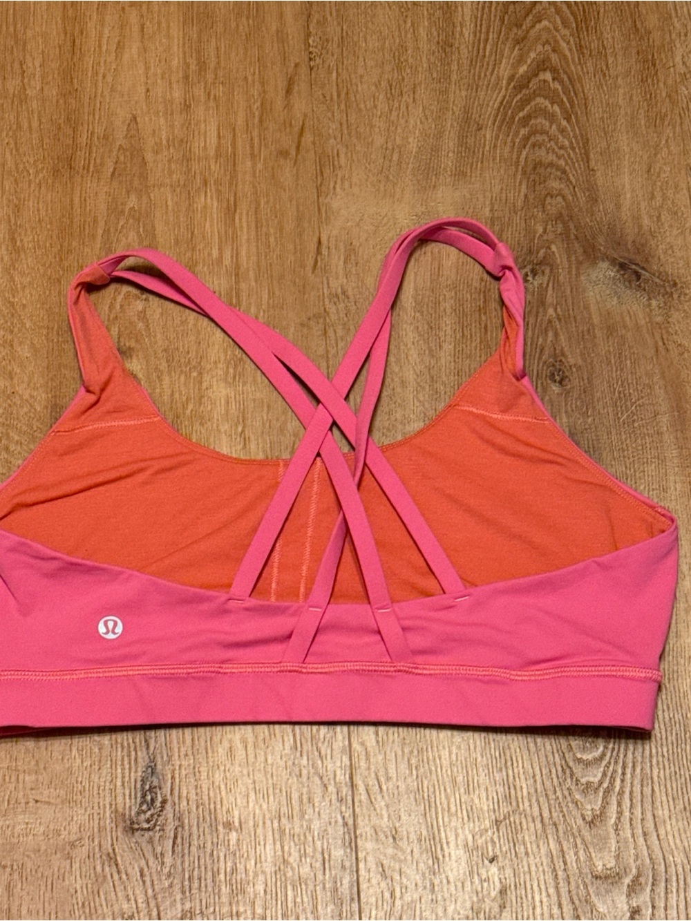 lululemon pink sports bra with orange lining - crisscross back